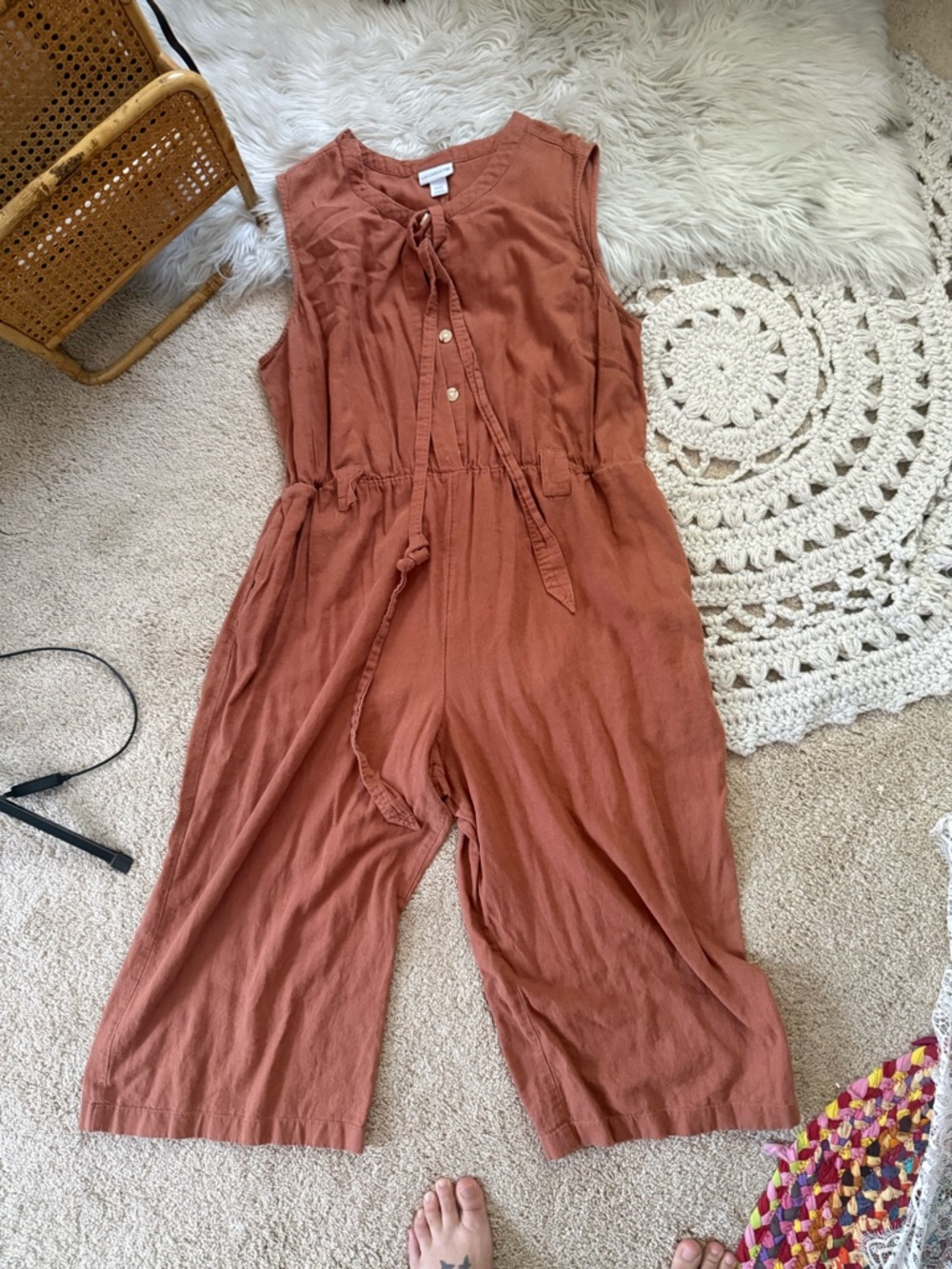Vintage Liz Claiborne Burnt Orange Linen Jumpsuit 2X